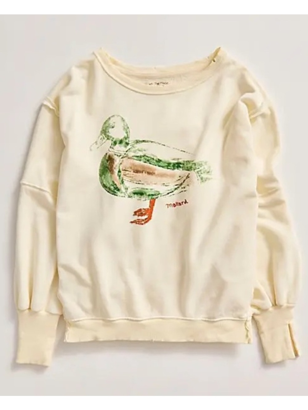 Free People We The Free Graphic Printed Camden Pullover in Mallard Combo NWT